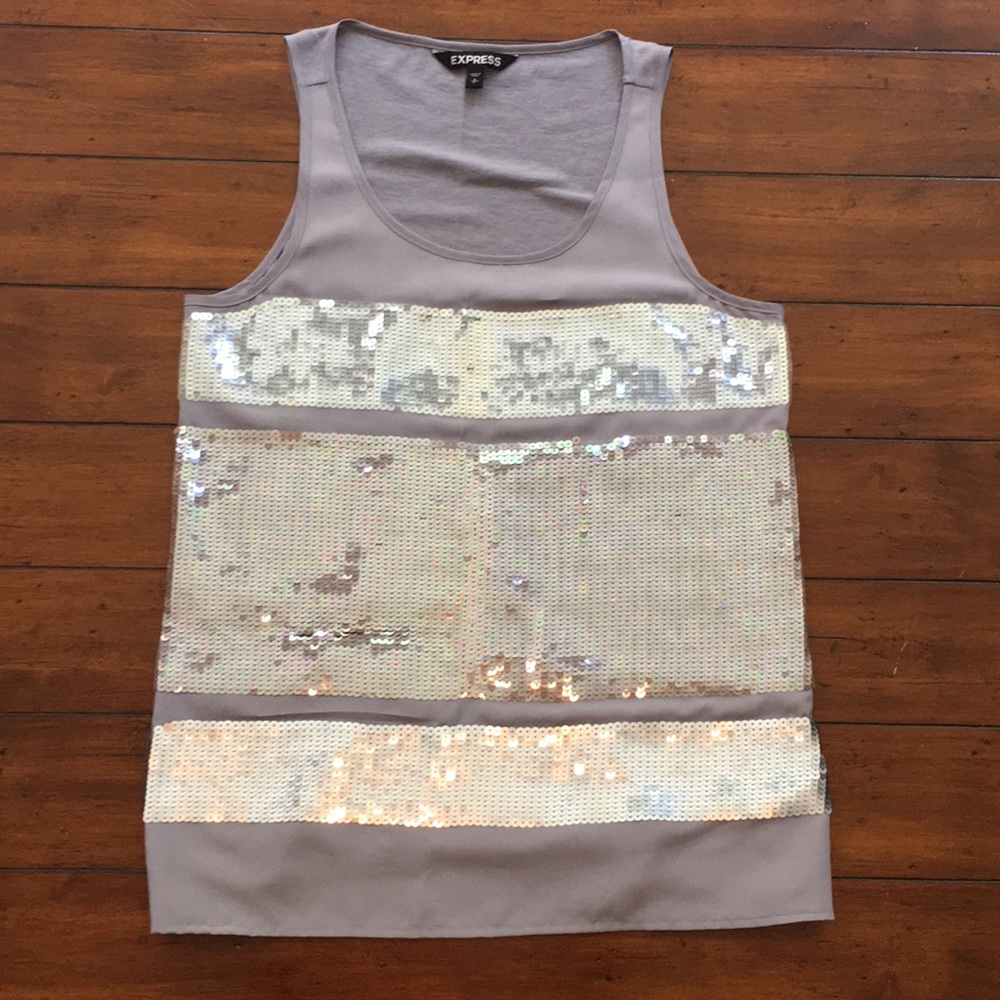 EXPRESS Silver sequin tank